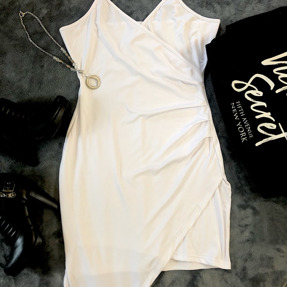 White cocktail thin-strapped dress